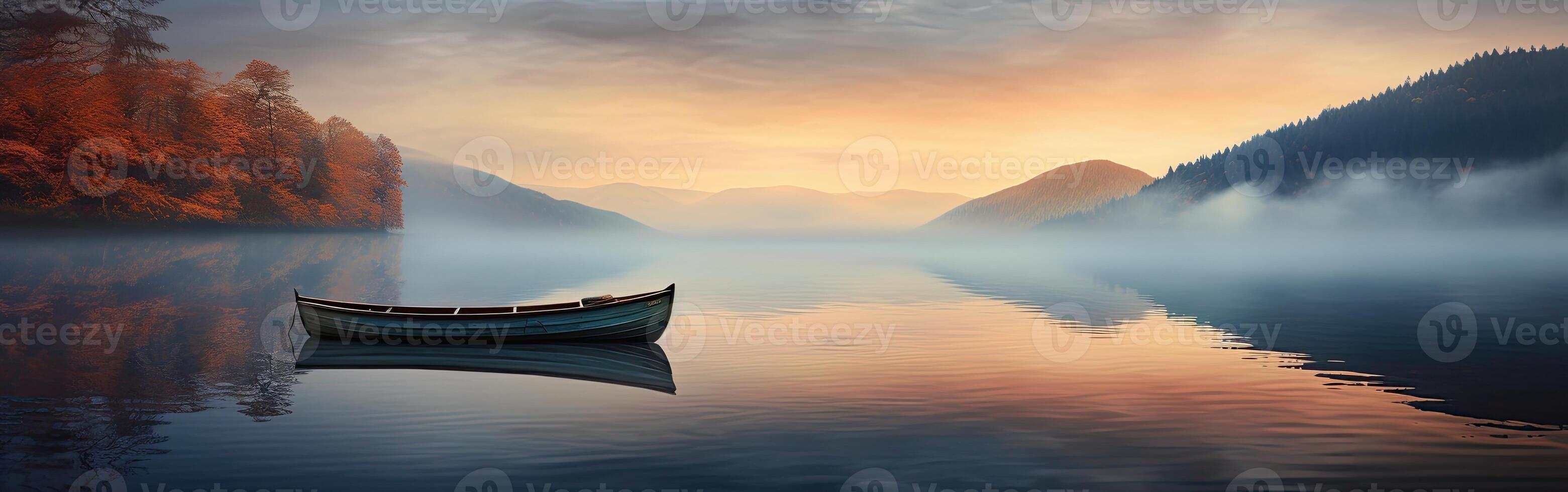 Boat Floating on Lake Under Cloudy Sky photo