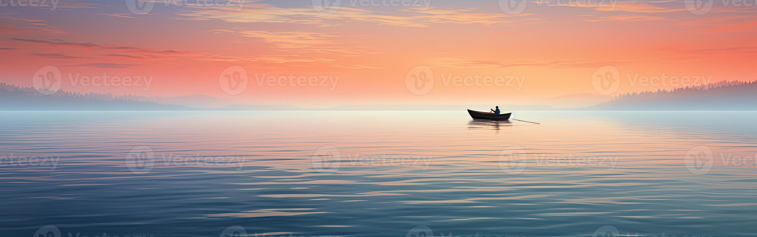Boat Sailing on Vast Ocean photo