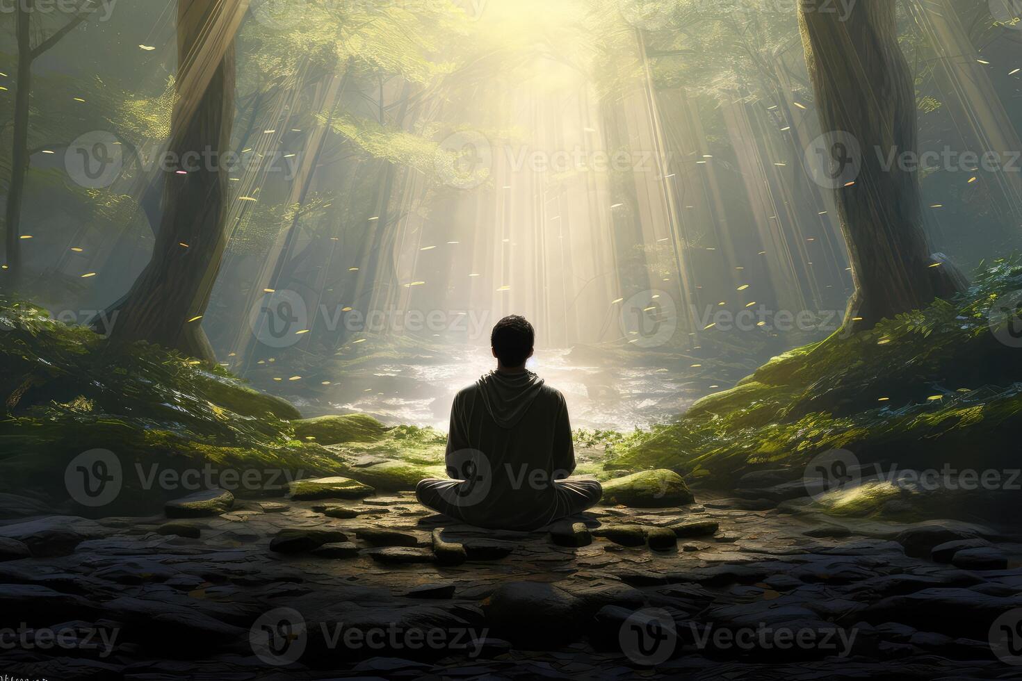 Person Sitting in Forest photo