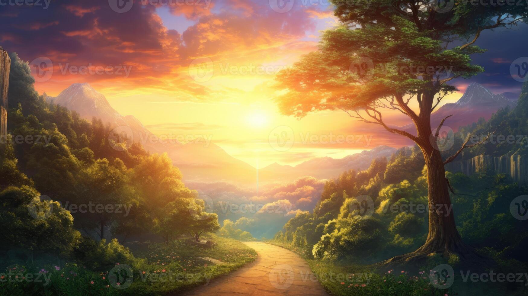Mountain Sunset Painting photo