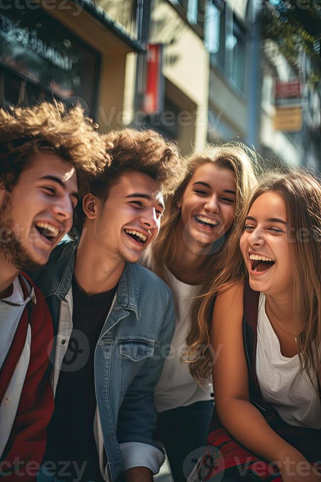 Group of Young People Laughing Together photo