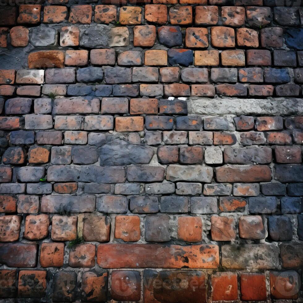 Red Brick Wall With White Line photo