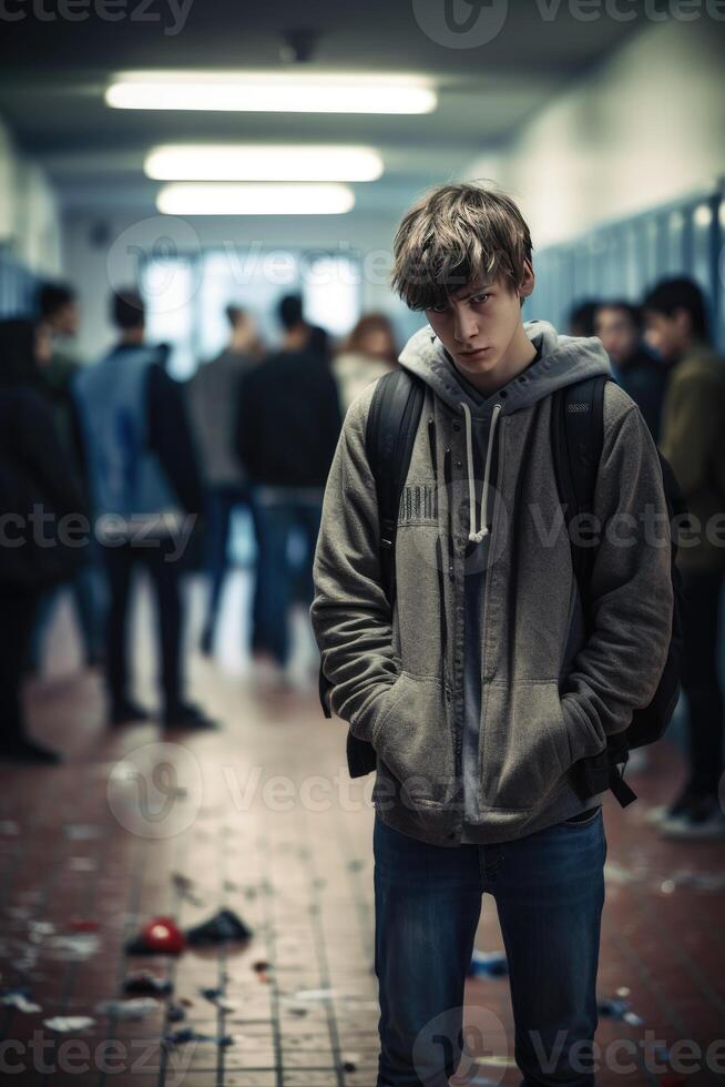 Man in hallway with hands in pockets photo
