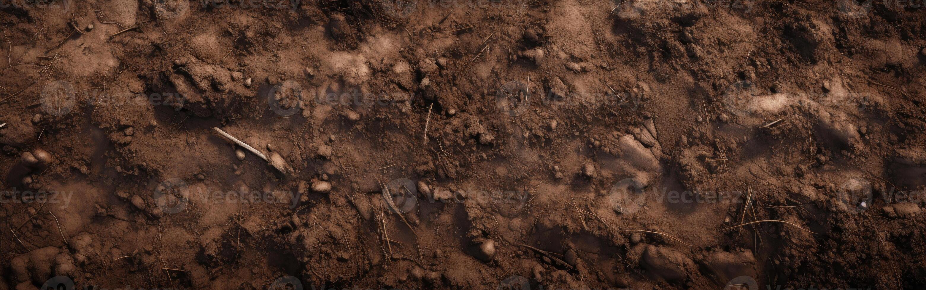Close Up of Dirt Field With Dog Paw Print photo