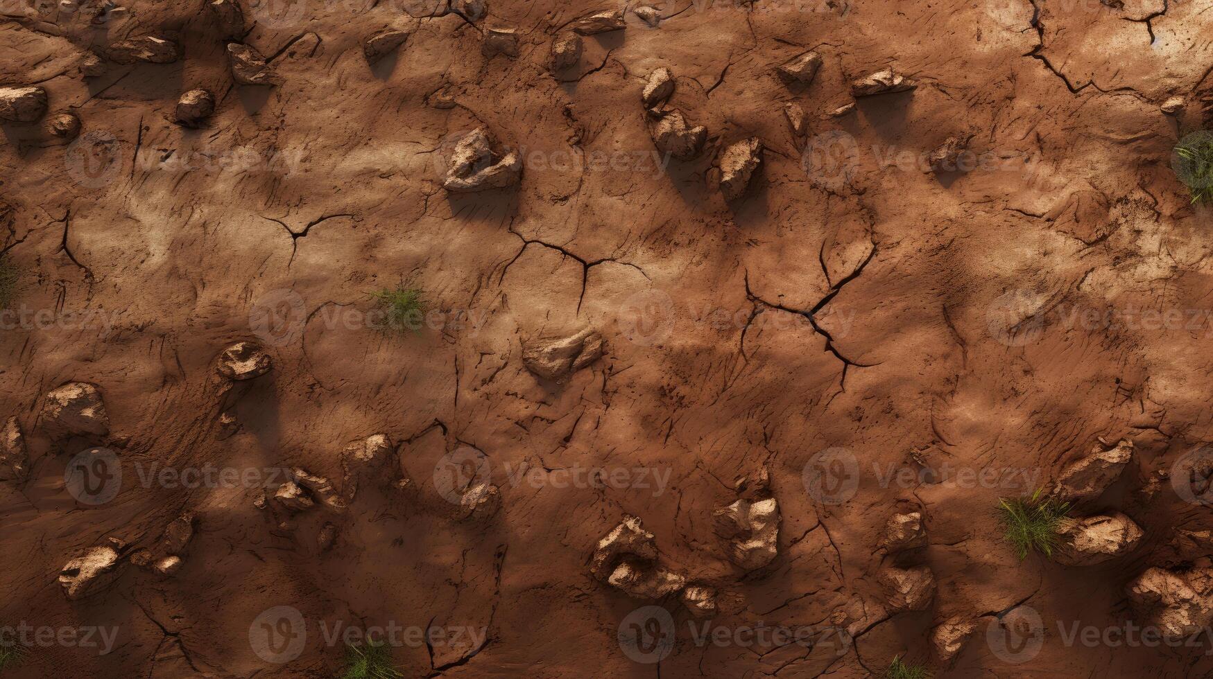 Overgrown Dirt Field With Rocks photo