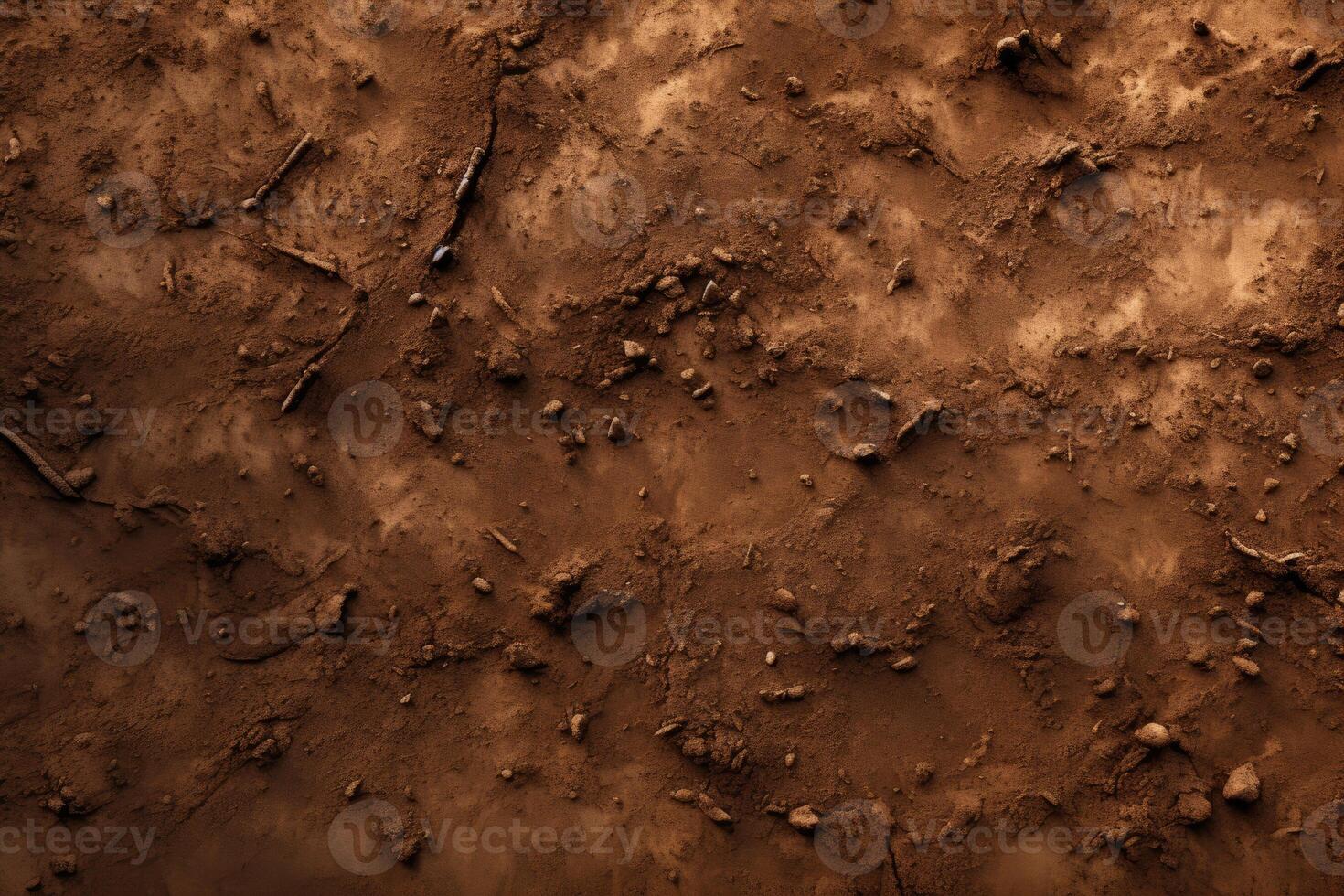 Barren Dirt Field Covered in Debris photo