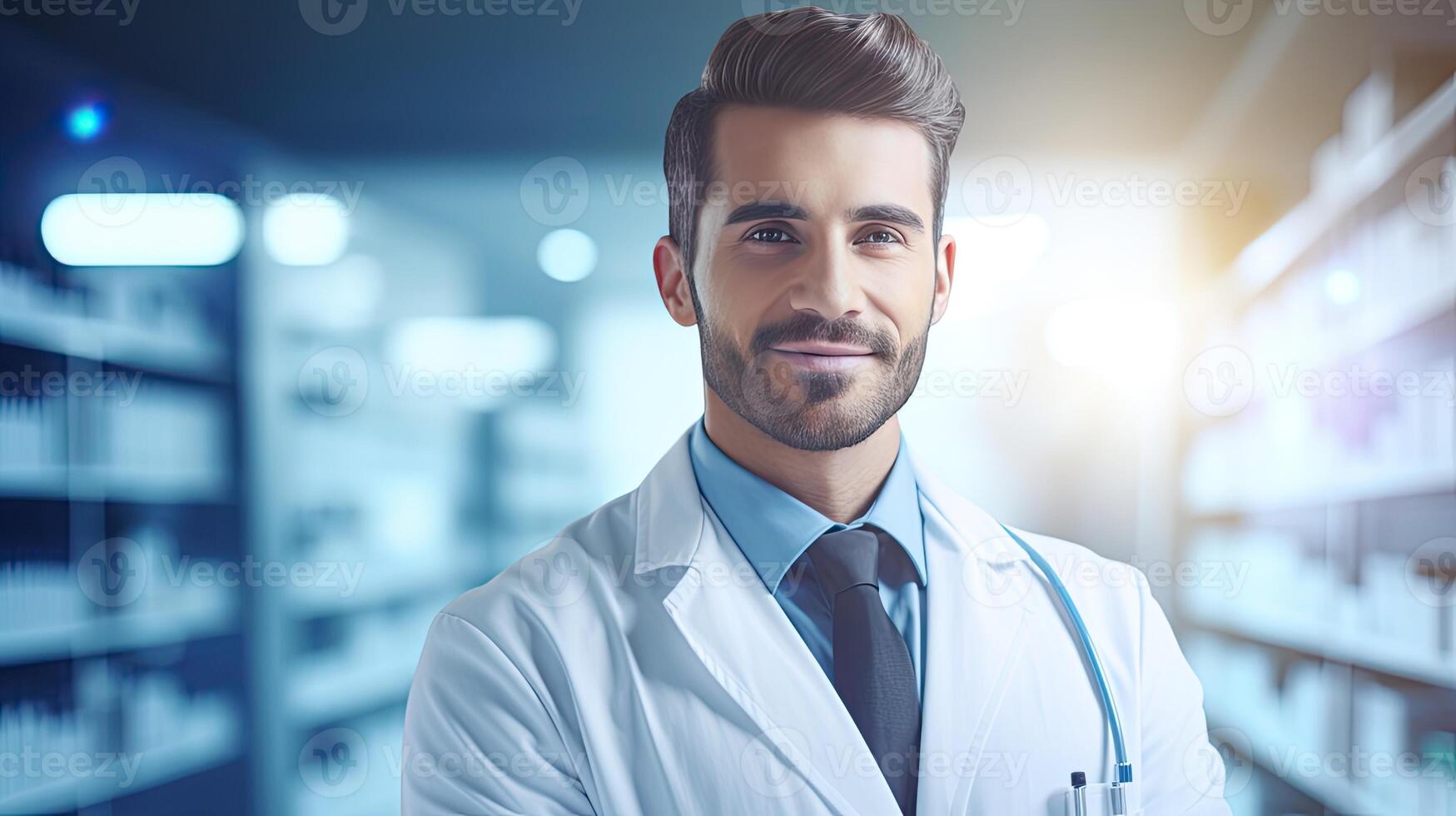 Man in Lab Coat and Tie photo