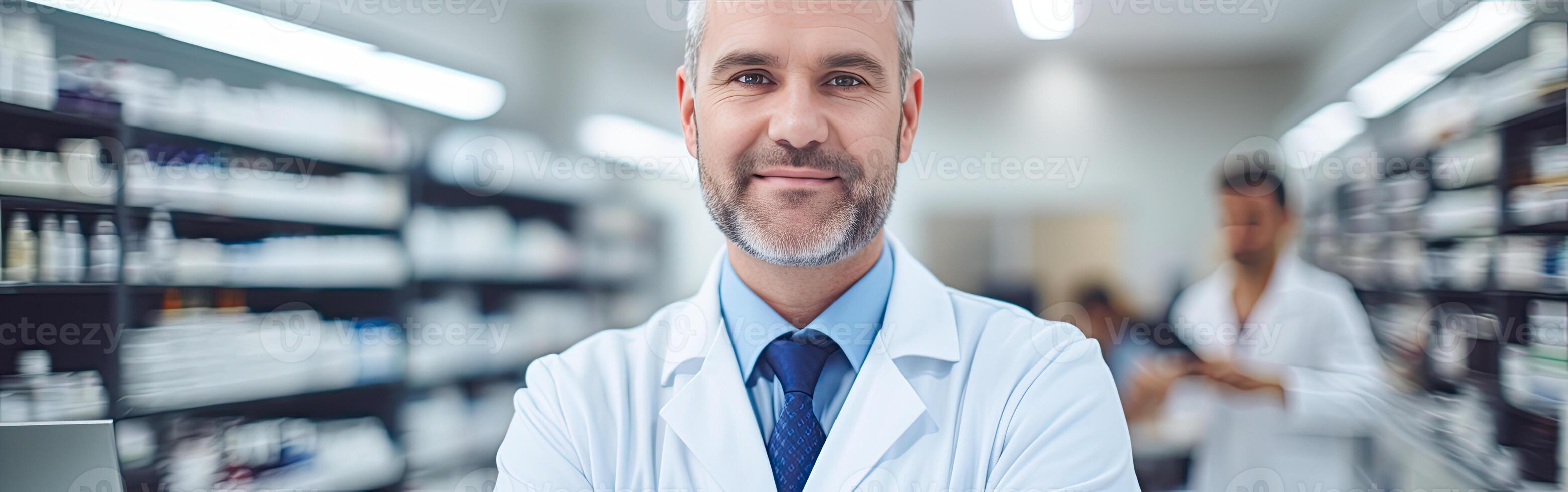Man in White Lab Coat and Tie photo