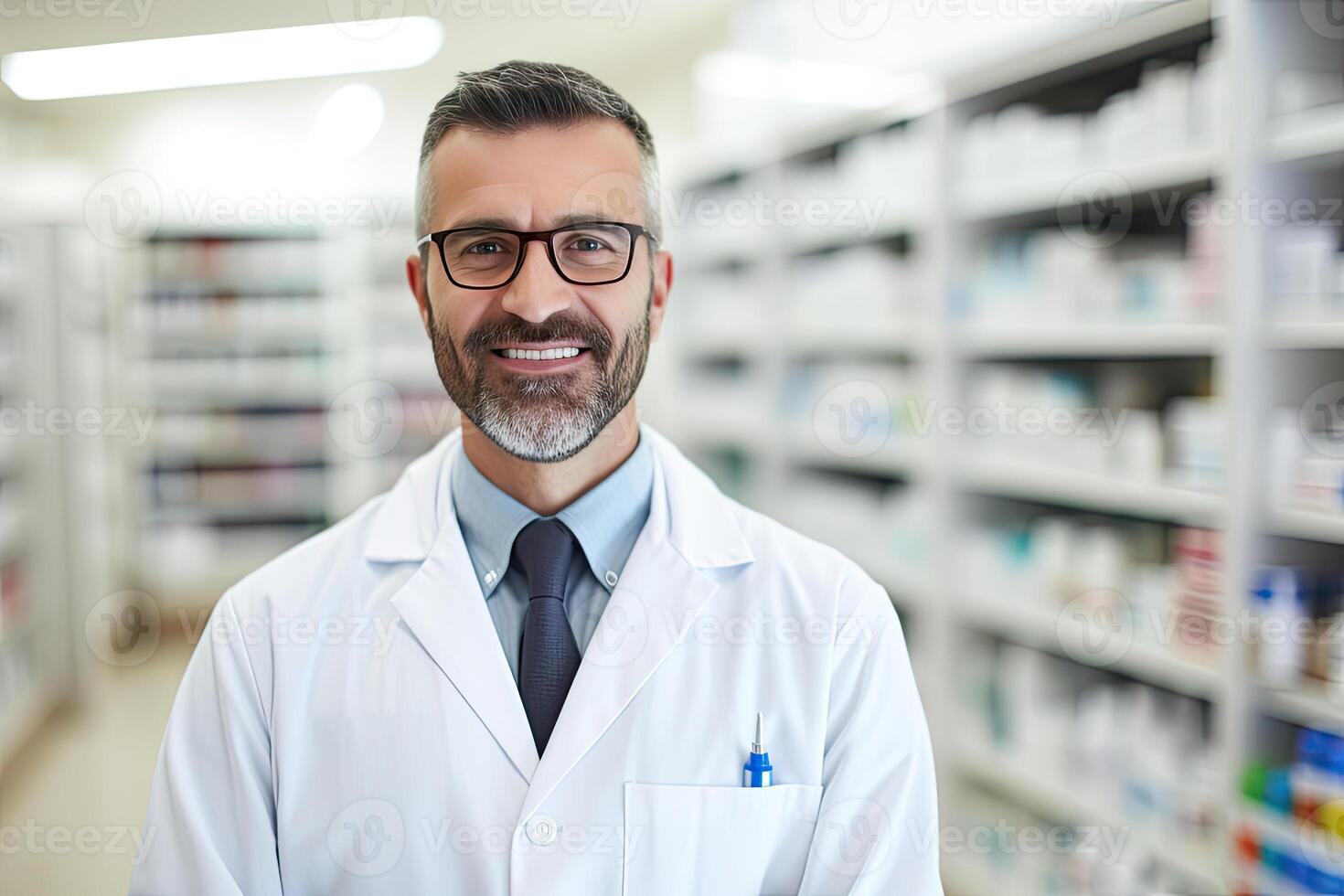 Man in White Lab Coat and Tie photo