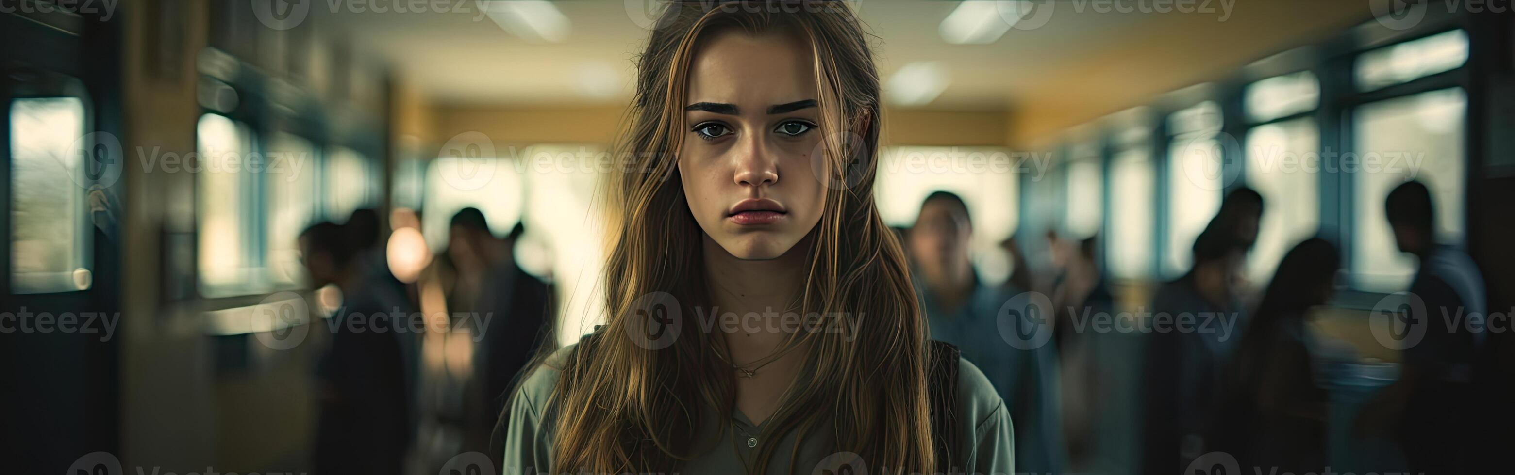 Woman With Long Hair in Hallway photo