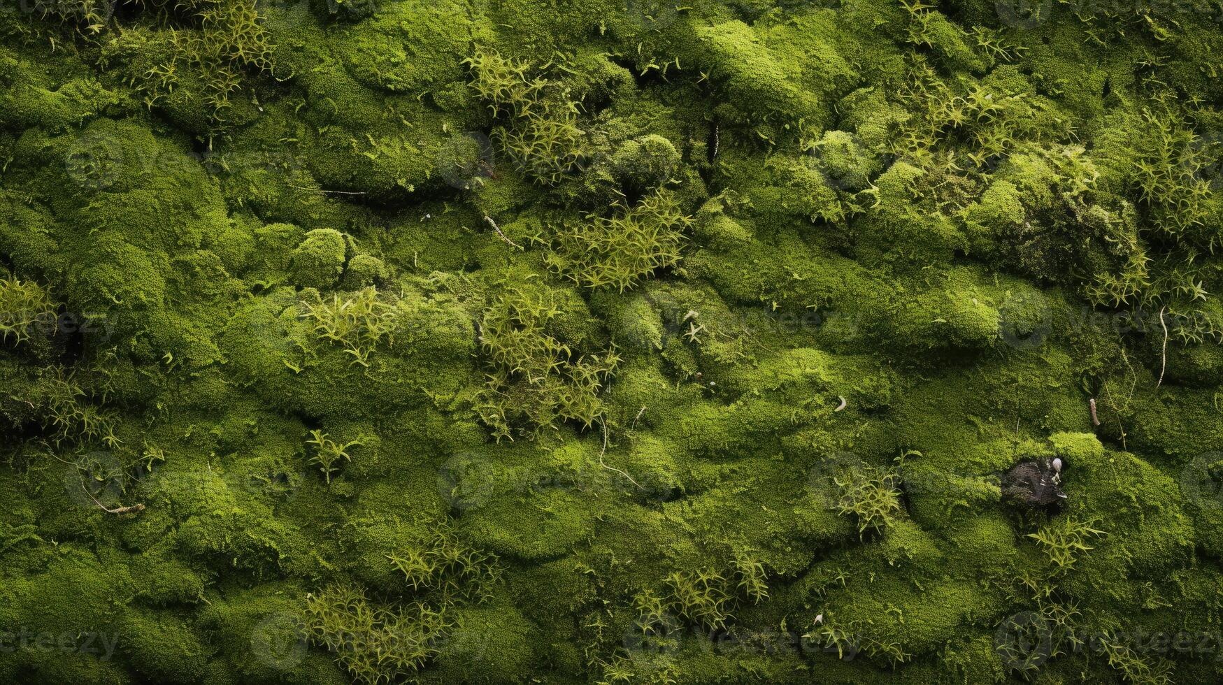 Lush Mossy Terrain With Rocks and Trees photo