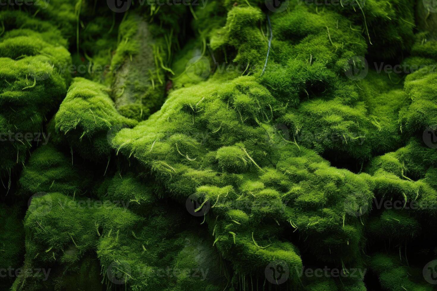 Lush Green Moss Covering Wall photo