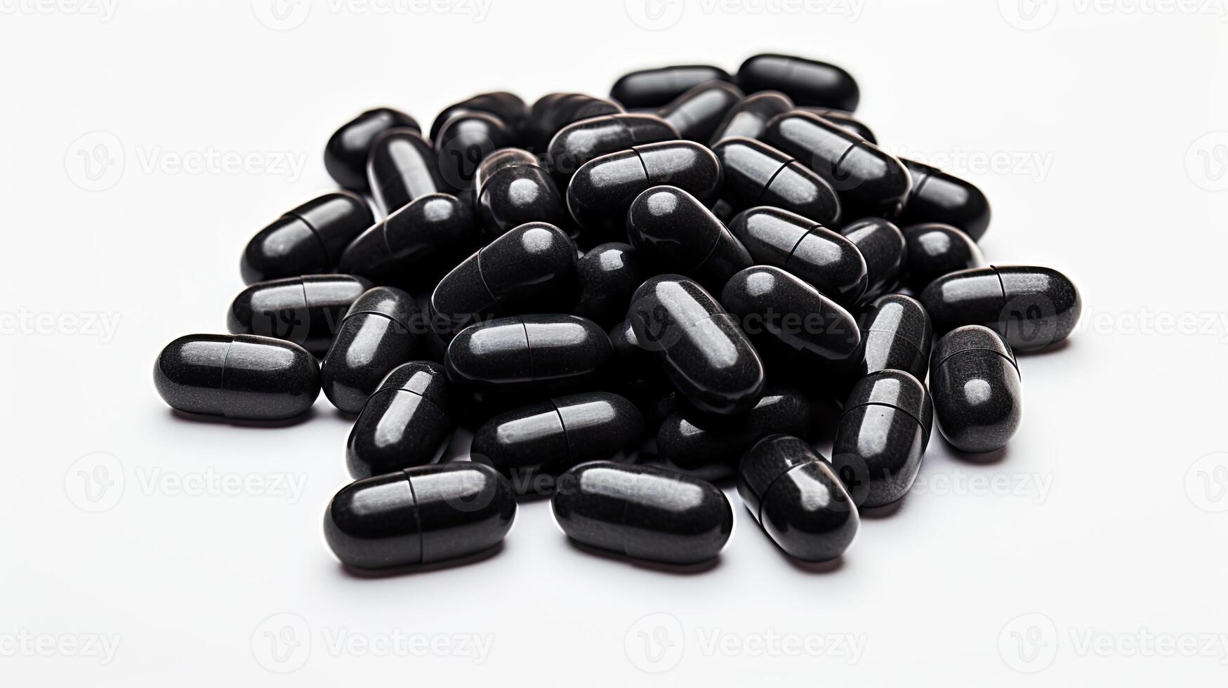 Stack of Black Pills on White Surface photo