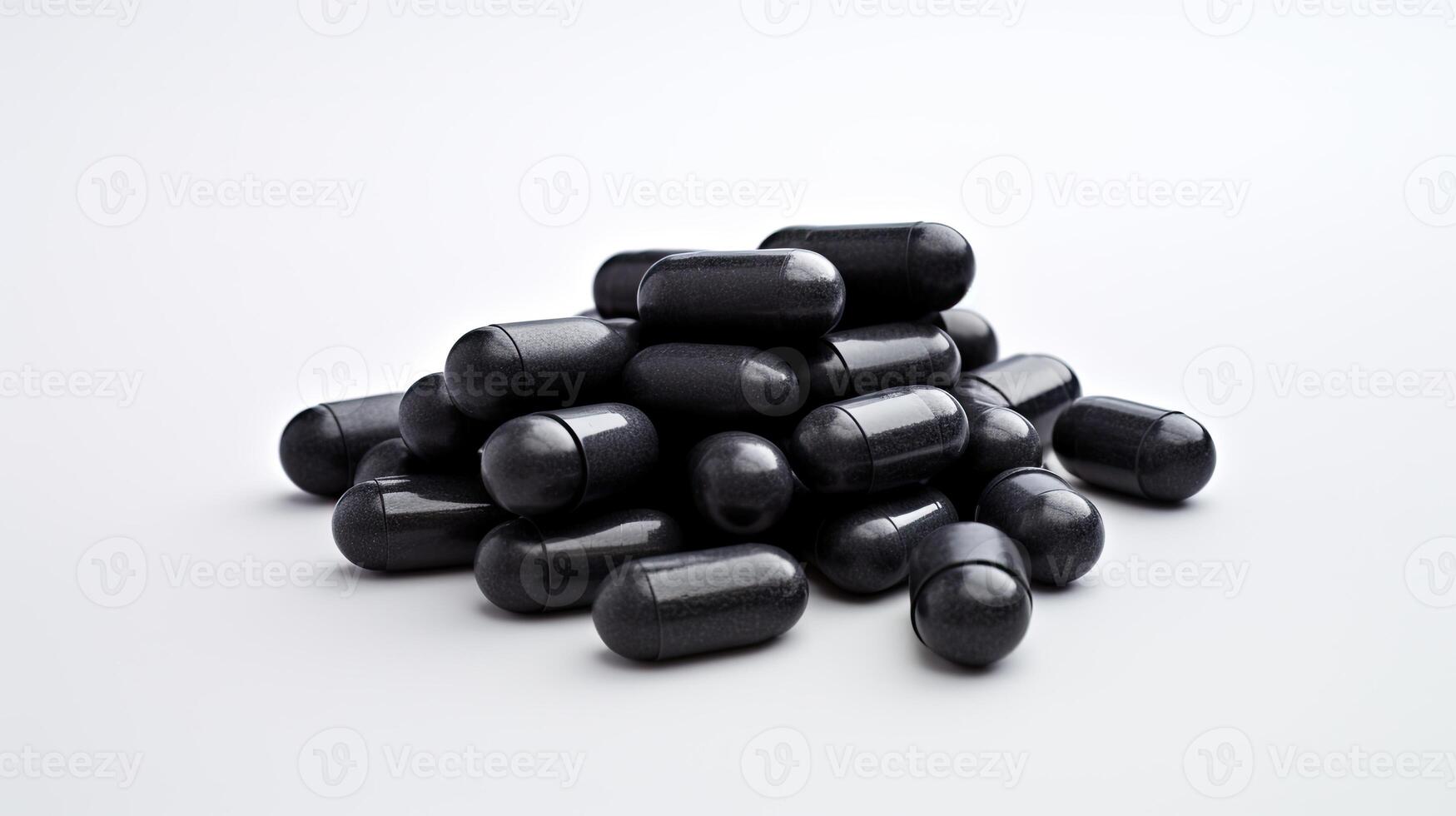 Heap of Black Pills on White Table photo