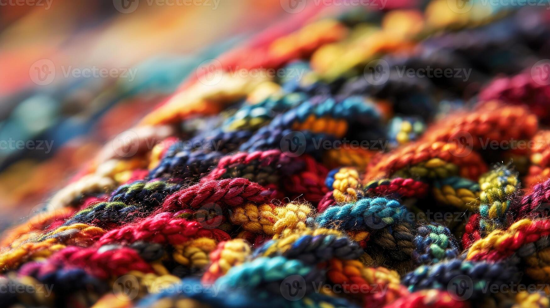 Close-Up of a Multicolored Crocheted Blanket photo