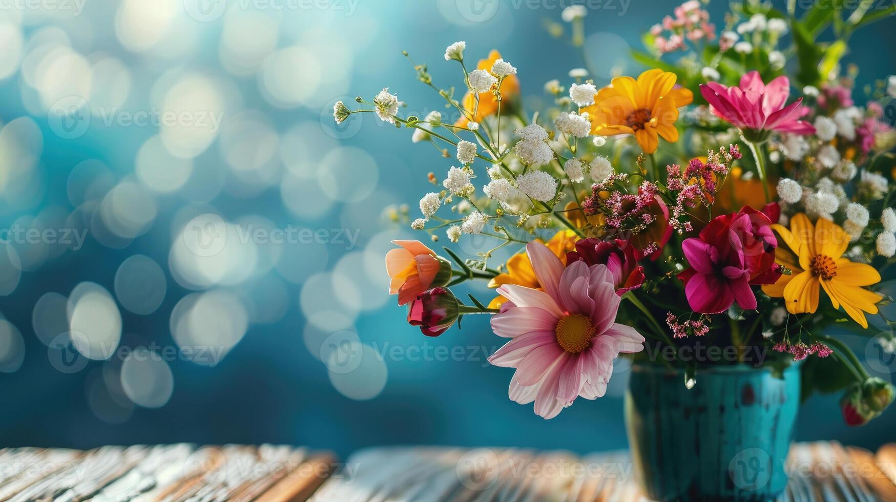 Colorful Bouquet In Vase photo