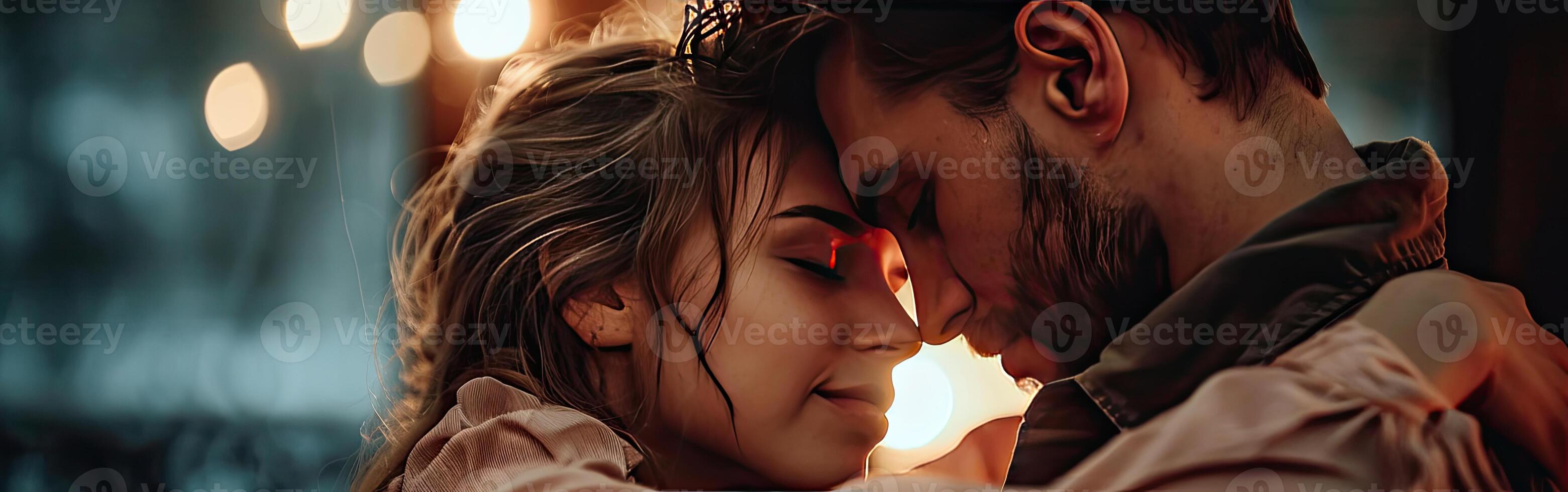 Man and Woman Embracing Each Other on a Beach photo