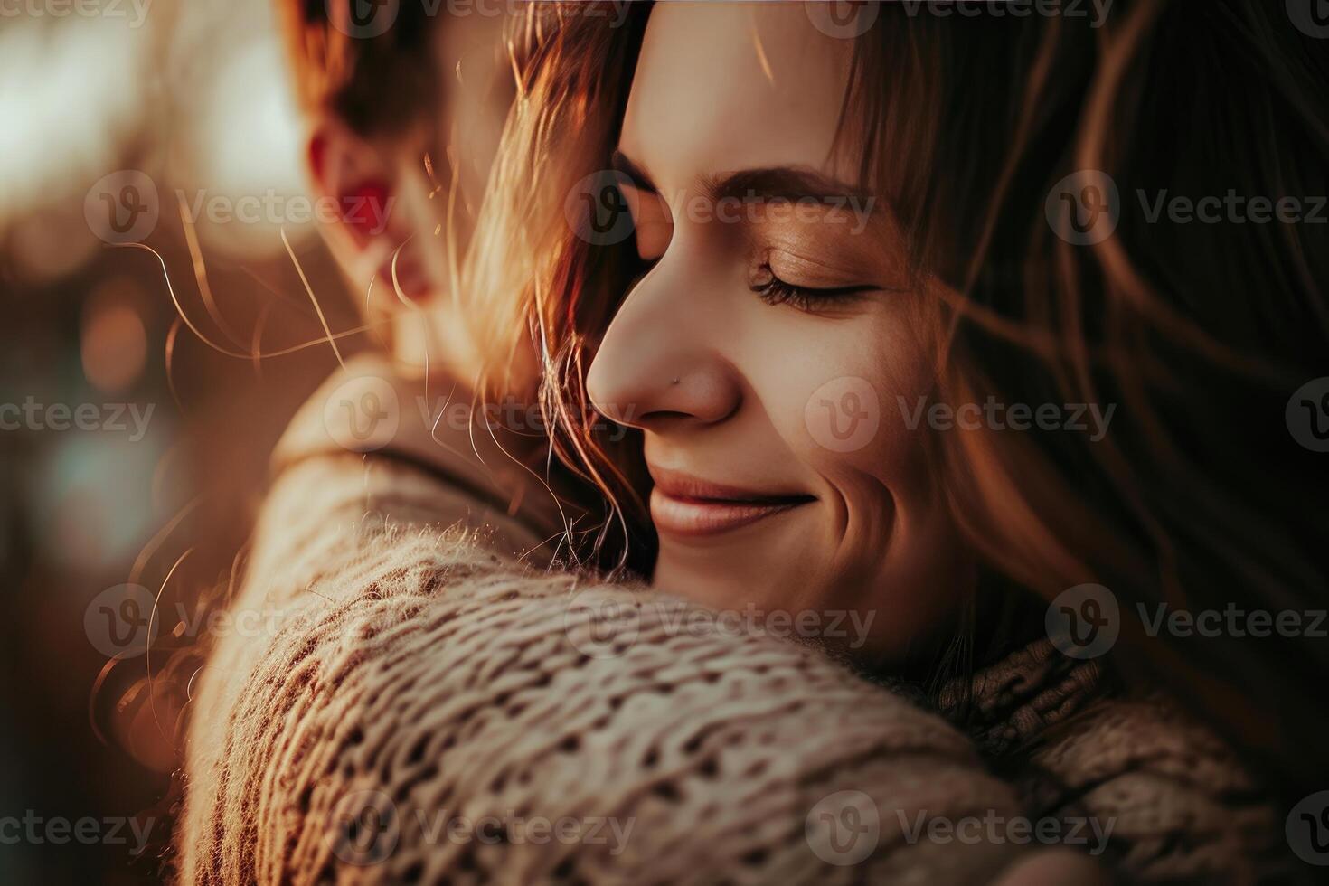 Close Up of Two People Embracing photo