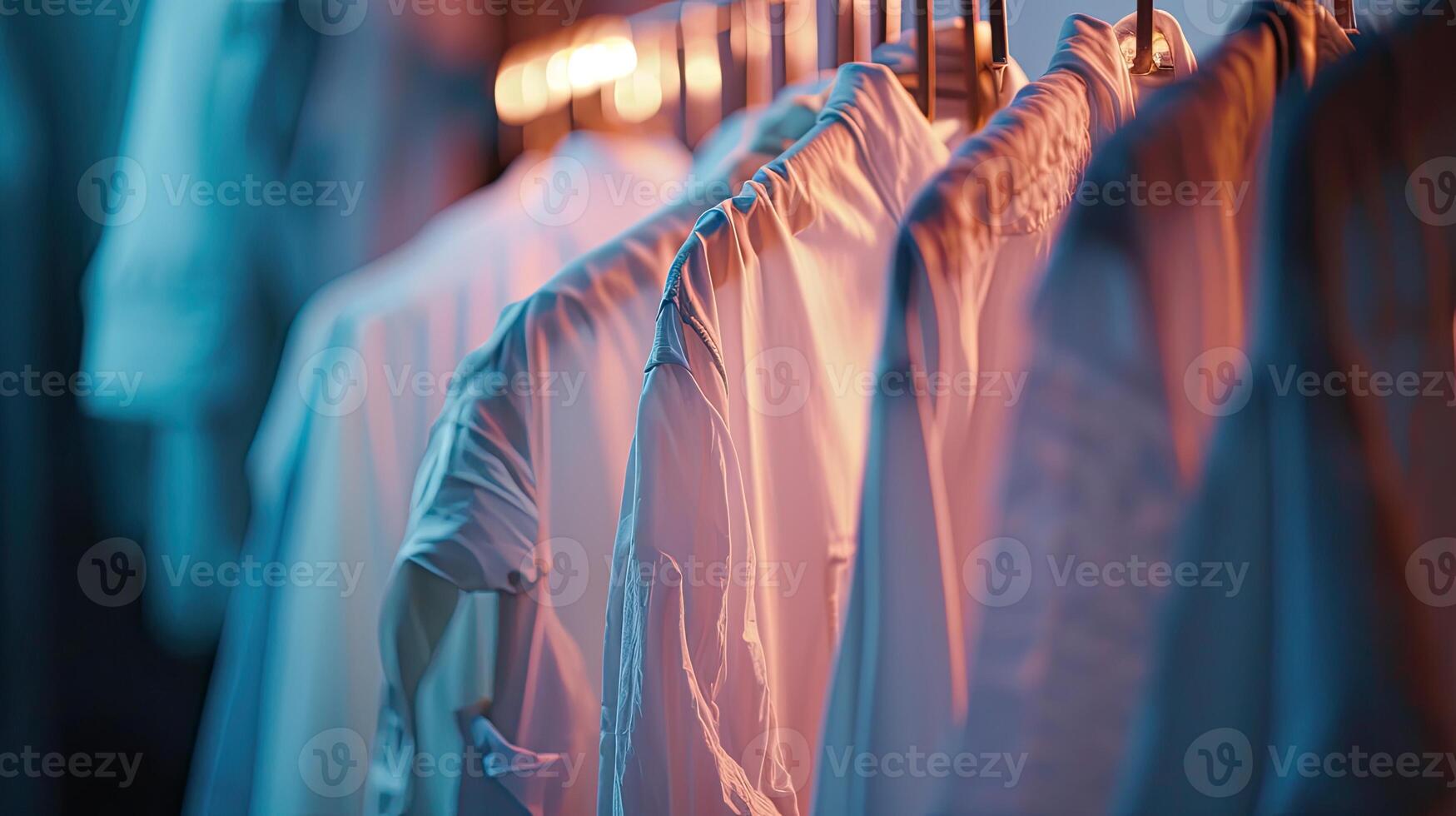 Array of Colorful Shirts Hanging on a Clothes Rack photo