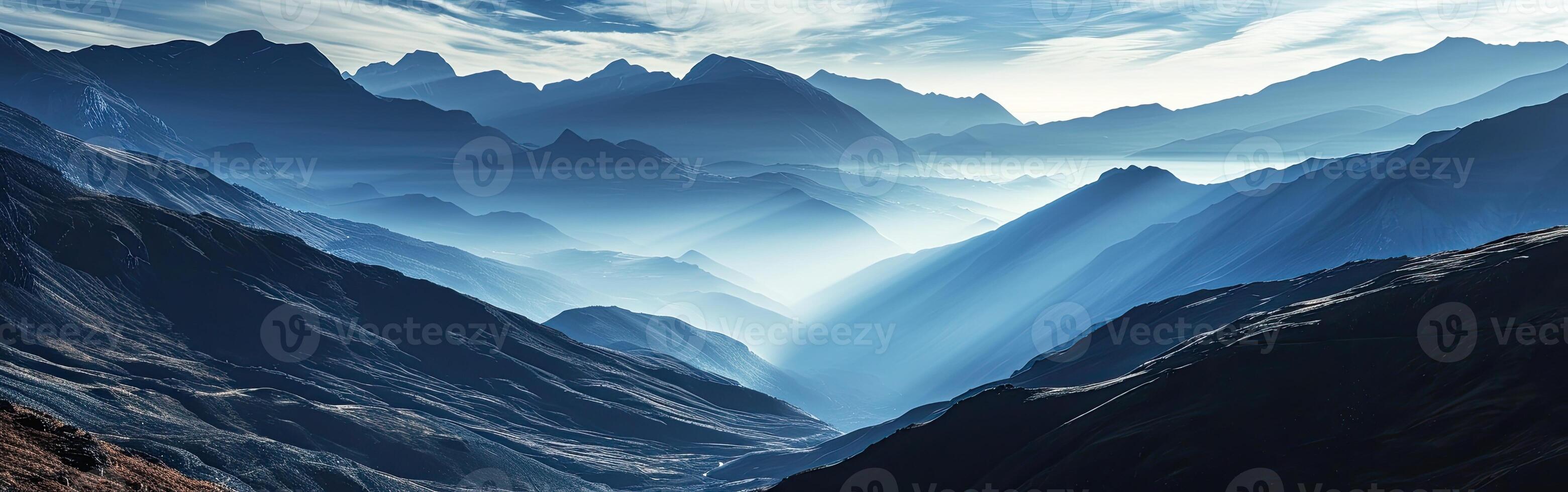 Aerial View of Snow-Capped Mountain Range photo