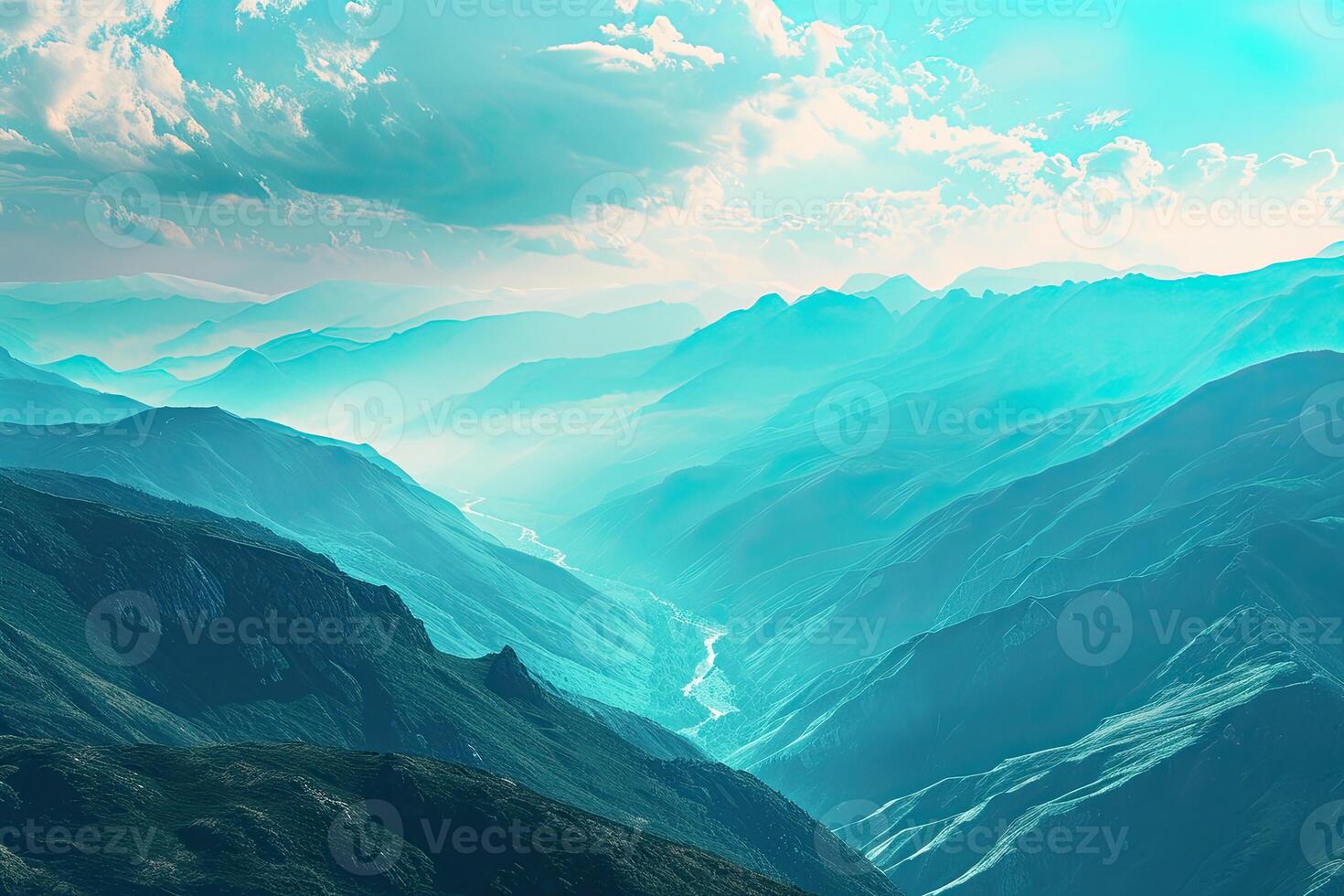 Aerial View of Majestic Mountain Range photo