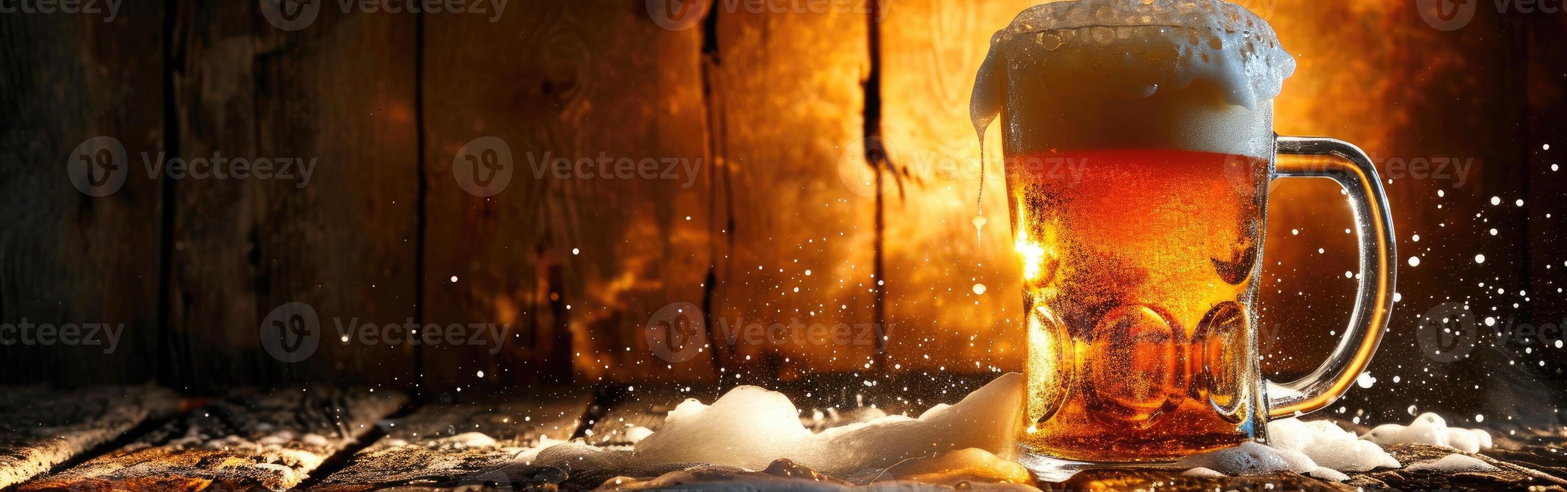 Glass of Beer on Table photo