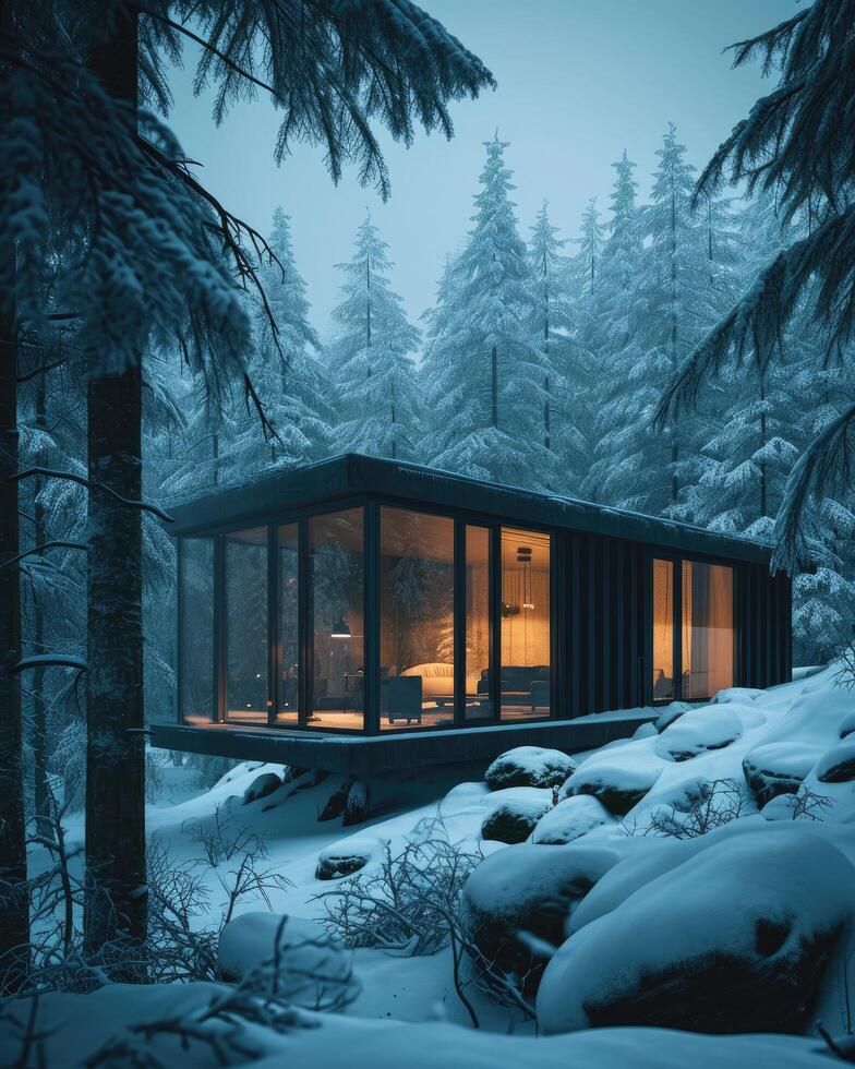 Snowy Forest Cabin photo