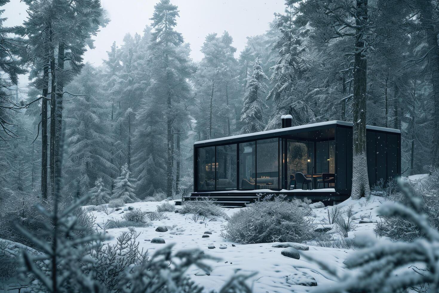 Snowy Forest Cabin photo