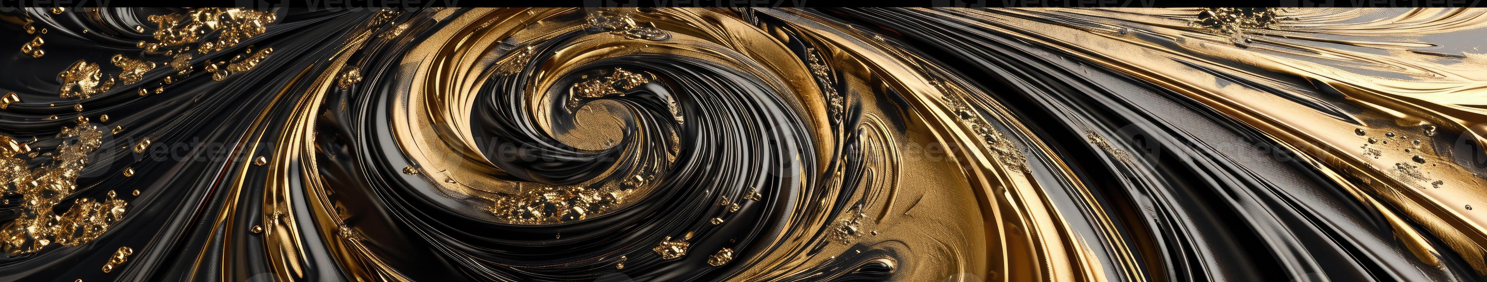 Black and Gold Abstract Background With Swirls photo
