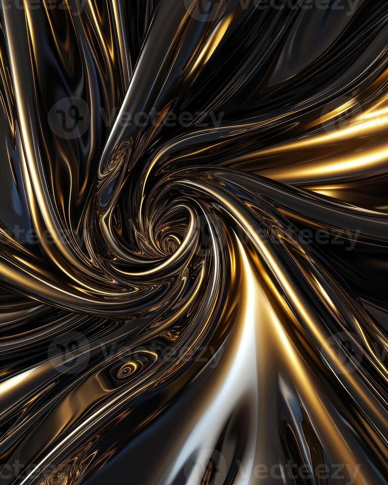 Computer Generated Image of Gold and Black Swirls photo
