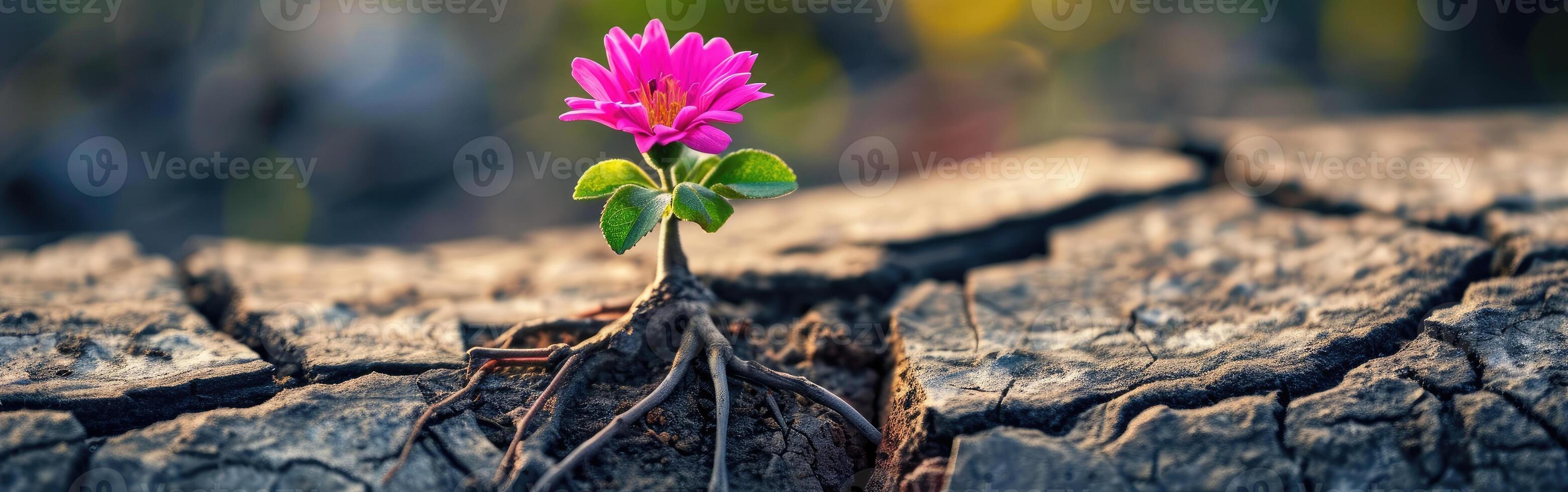 Delicate Pink Flower Emerges From Tree Trunk photo
