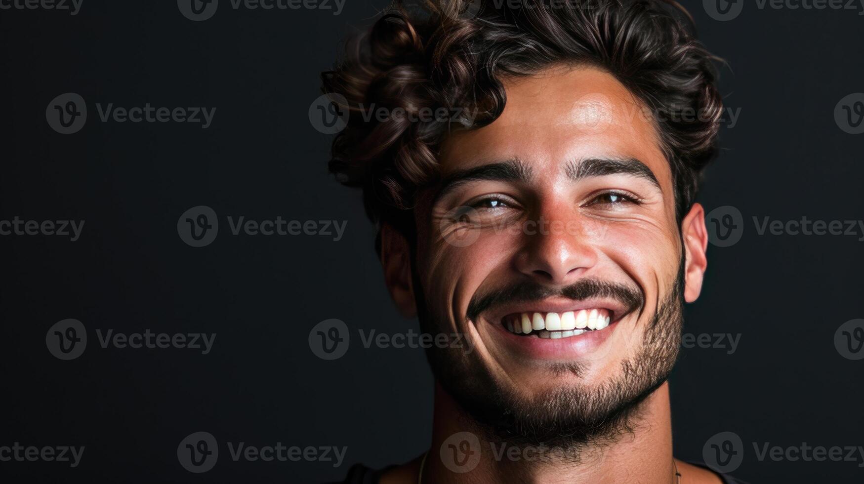 Smiling Man With Curly Hair and Beard photo