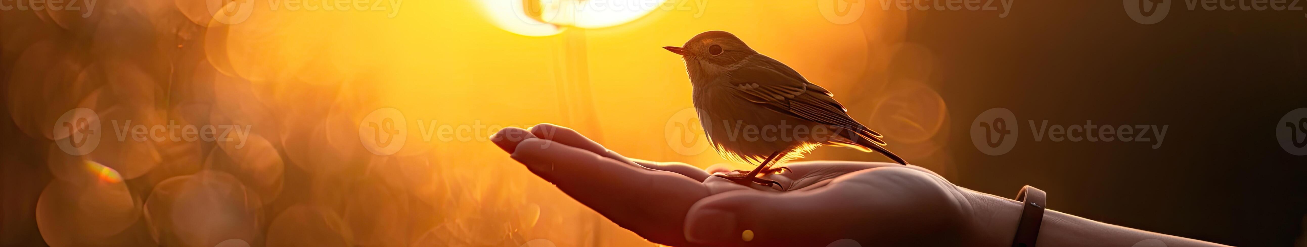 Person Holding Small Bird in Hand photo