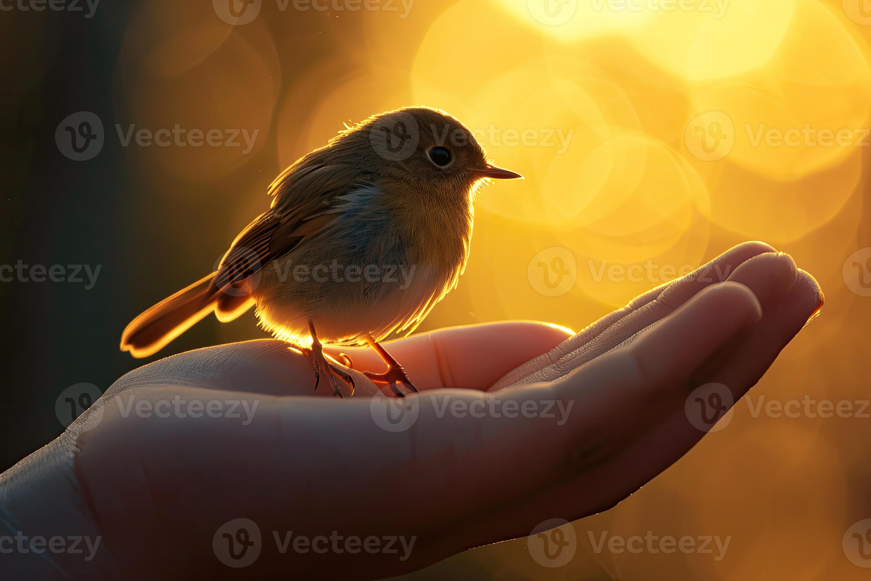 Small Bird Perched on Hand 48253089 Stock Photo at Vecteezy