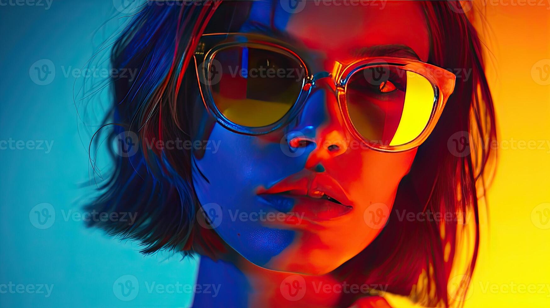 Woman Wearing Sunglasses in Yellow Shirt photo