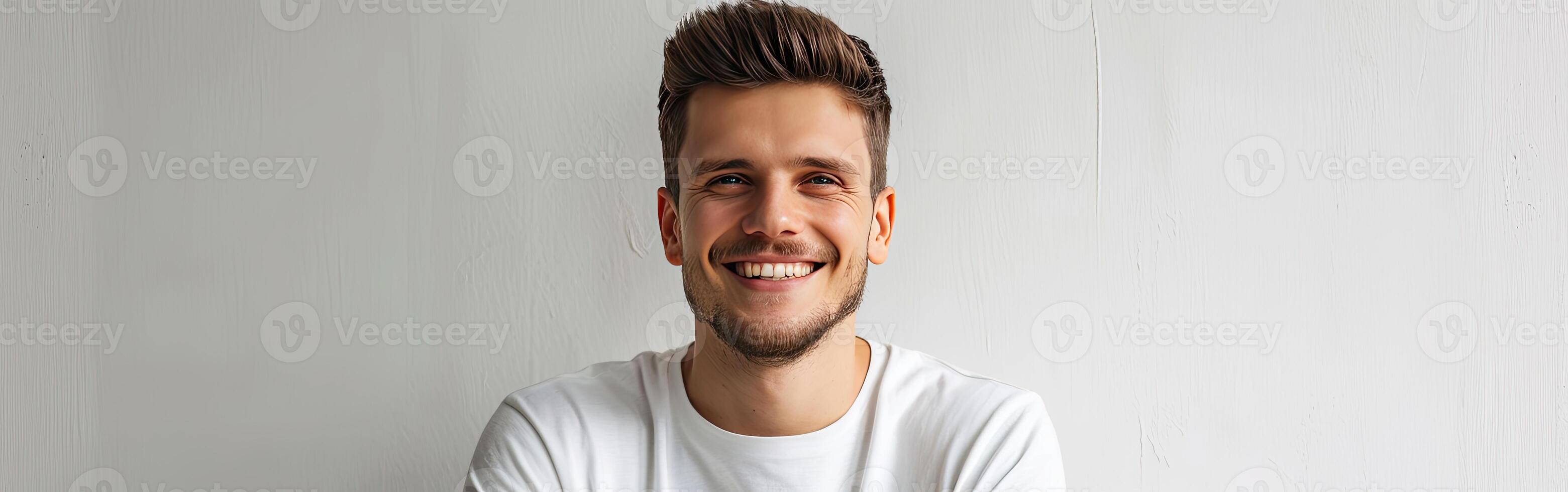 Smiling Man With Messy Top Knot photo