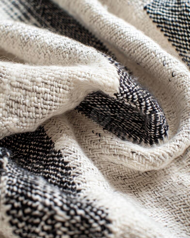 Checkered Blanket on Bed photo