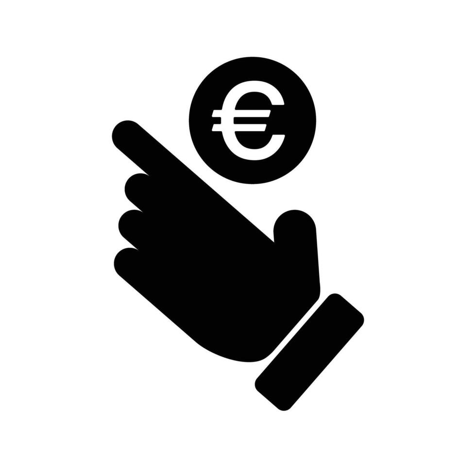 Hand and euro silhouette icon. . vector