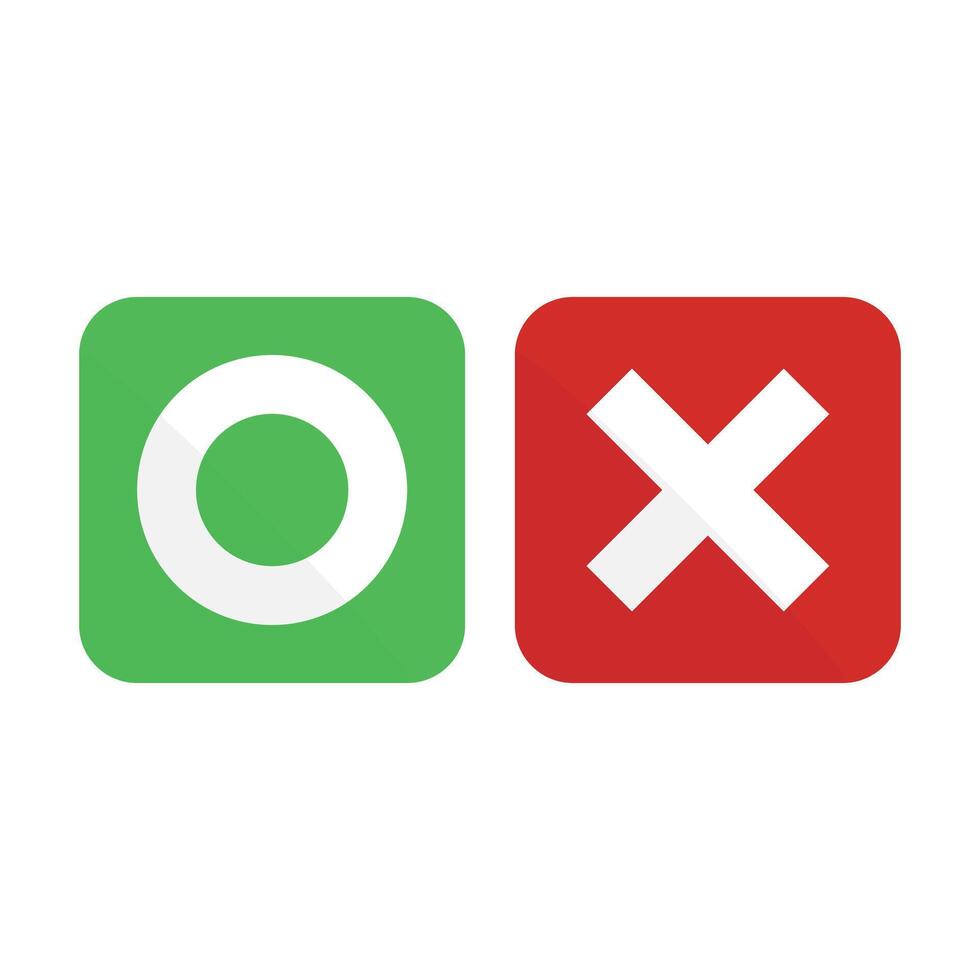 A set of circle and cross icons. Correct and incorrect answers. vector