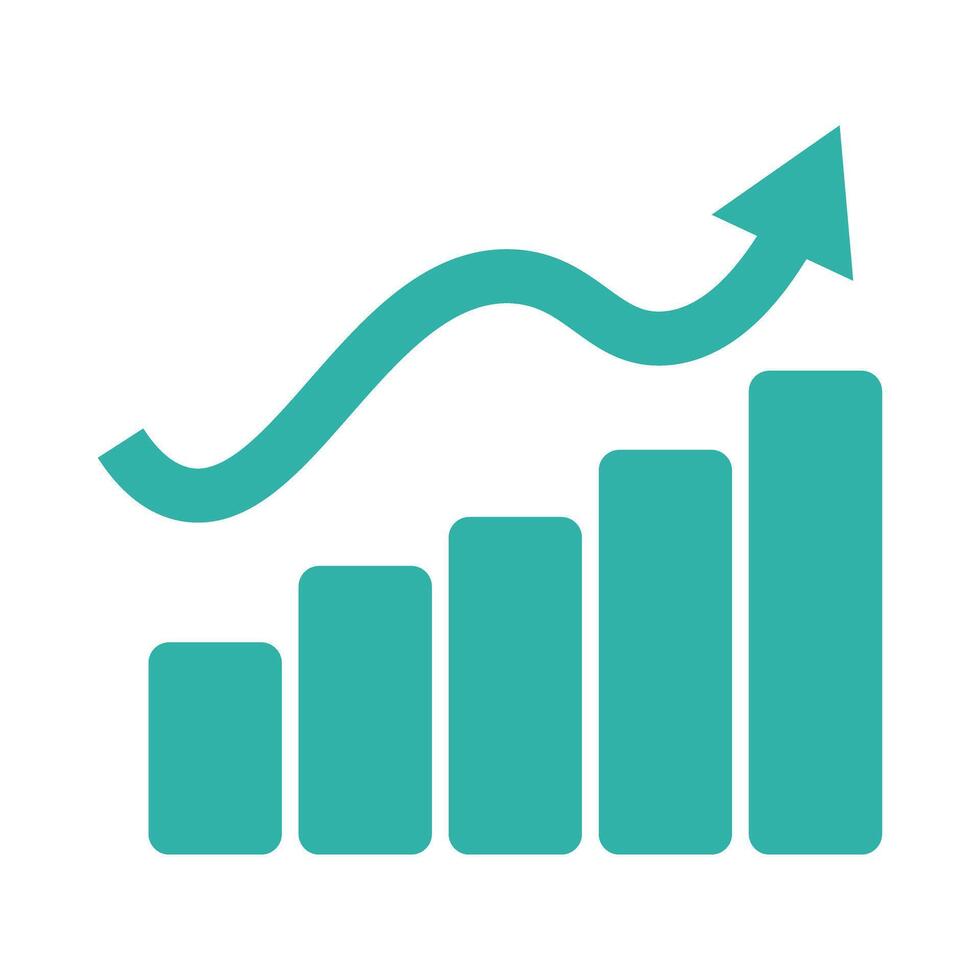 Increase wave arrow and growth bar graph. vector