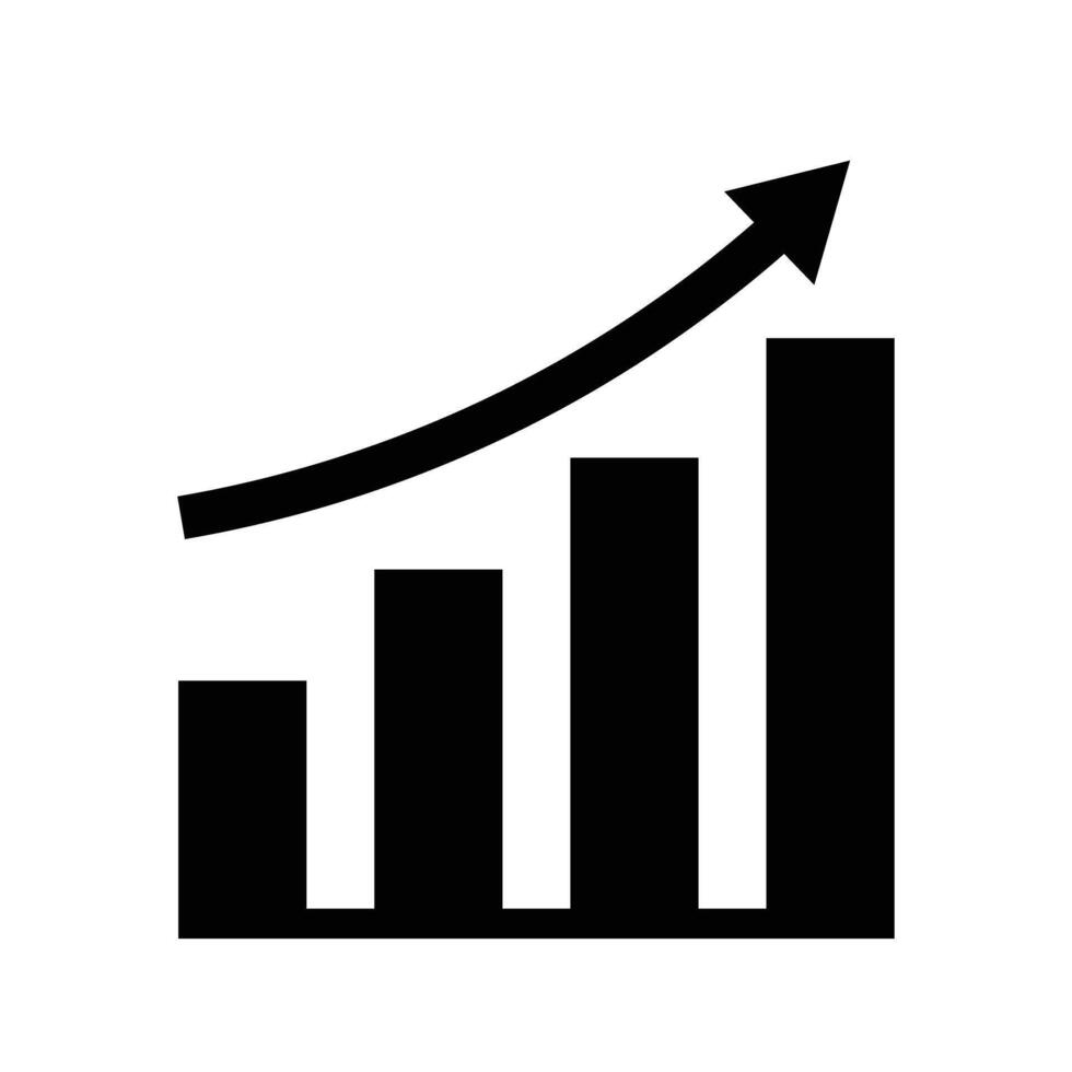 Silhouette icon of a rising graph. vector