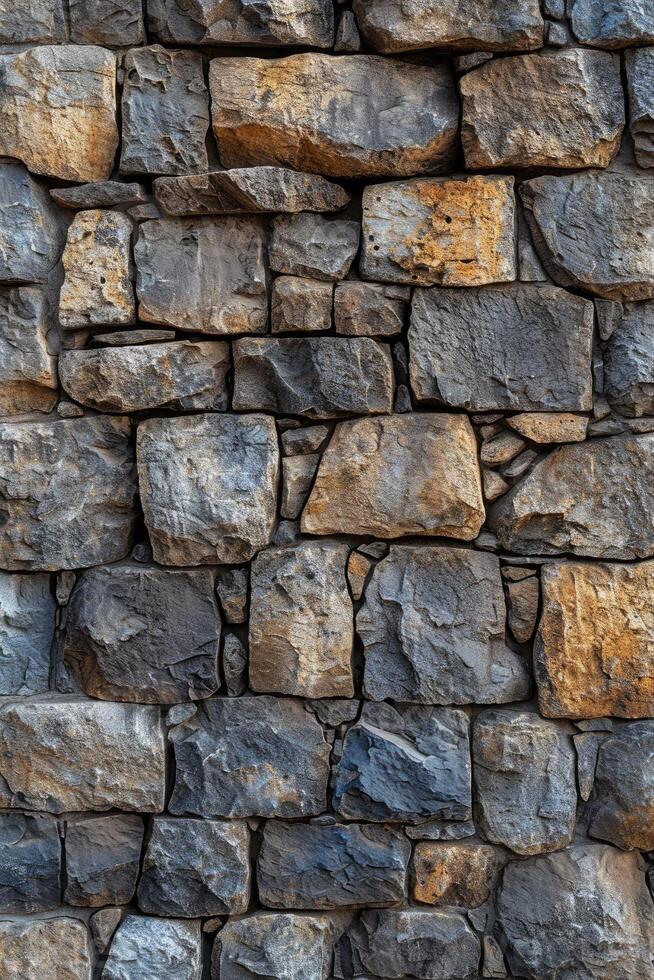 Assorted Rocks Used to Construct Stone Wall photo