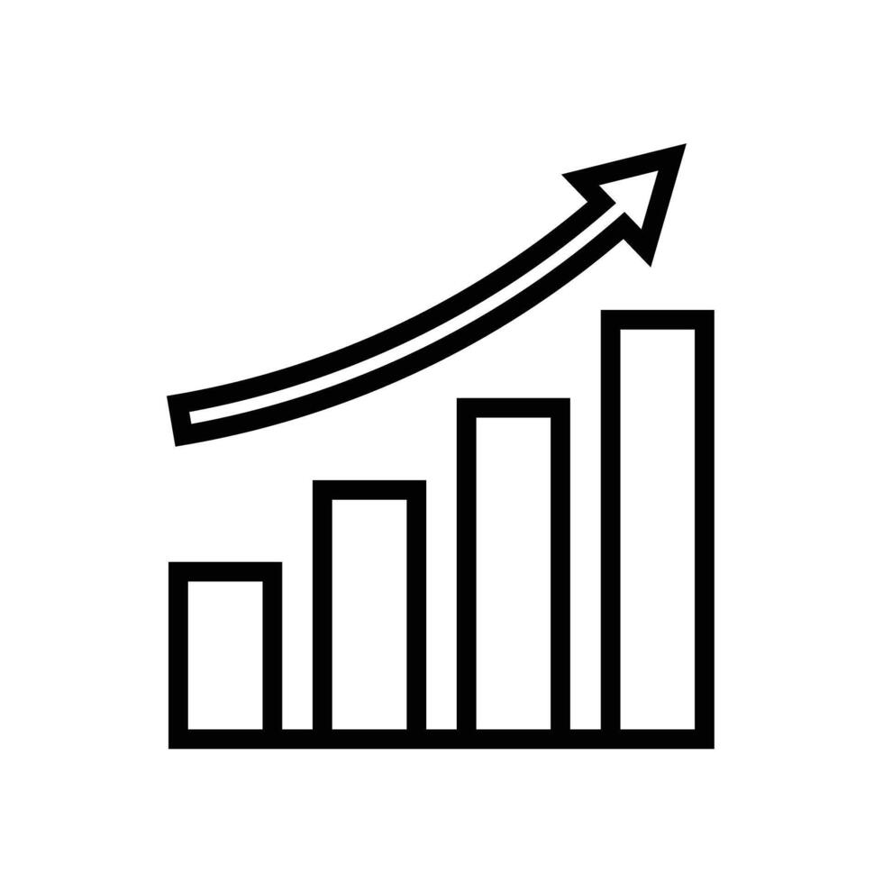 Rising arrow and bar graph icon vector