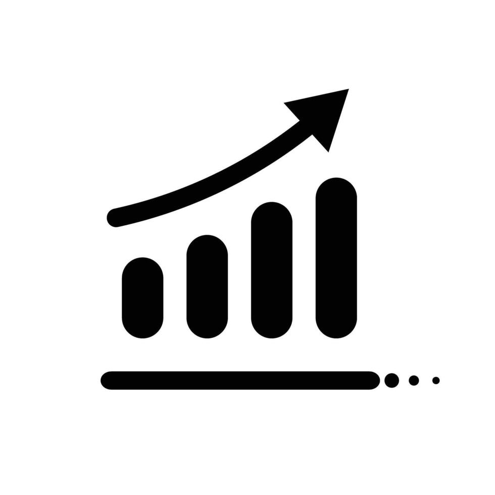Growing bar chart icon. Business growth. vector