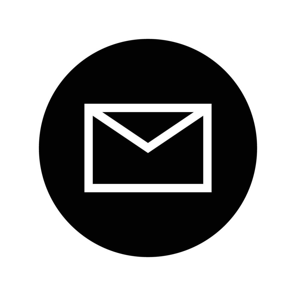 Mail icon in a black circle. vector