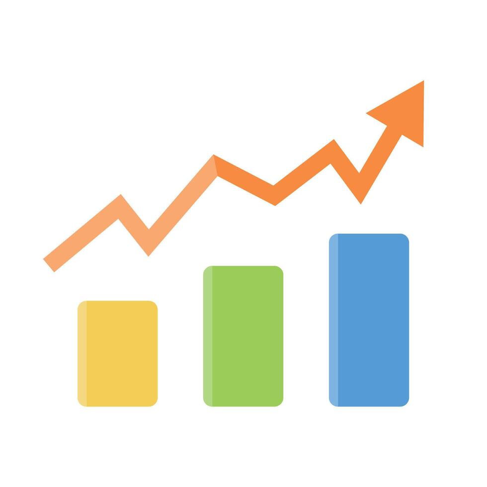 Increase bar graph. Growth business. vector