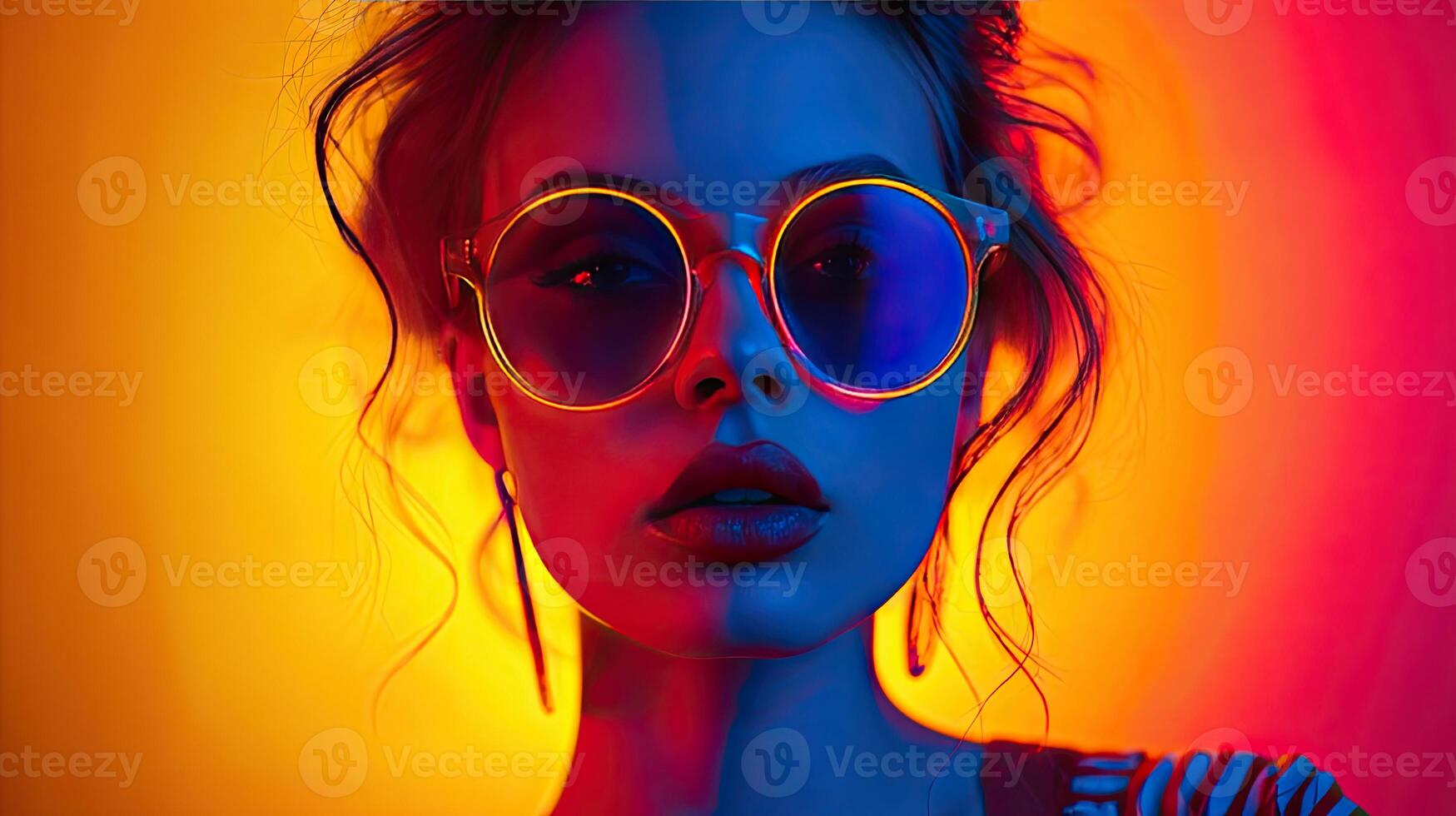 Colorful Background with Womans Round Sunglasses photo