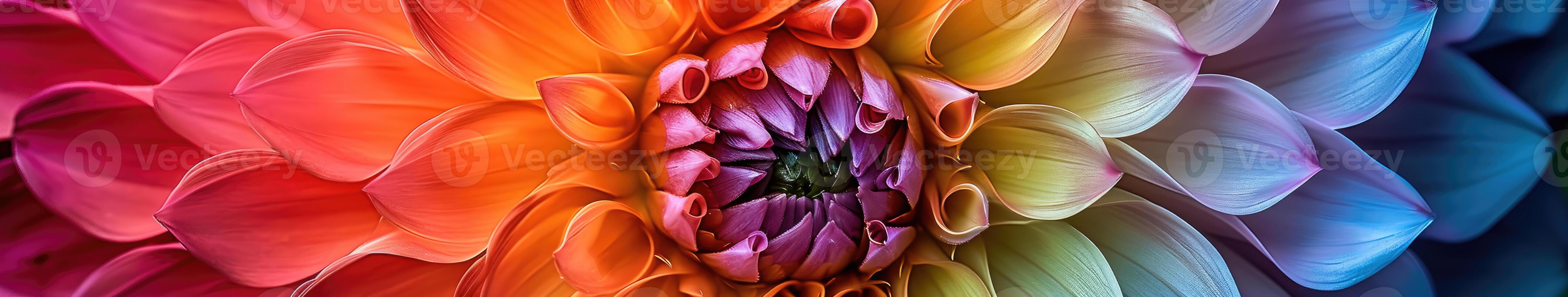 Multicolored Flower With Green Center photo