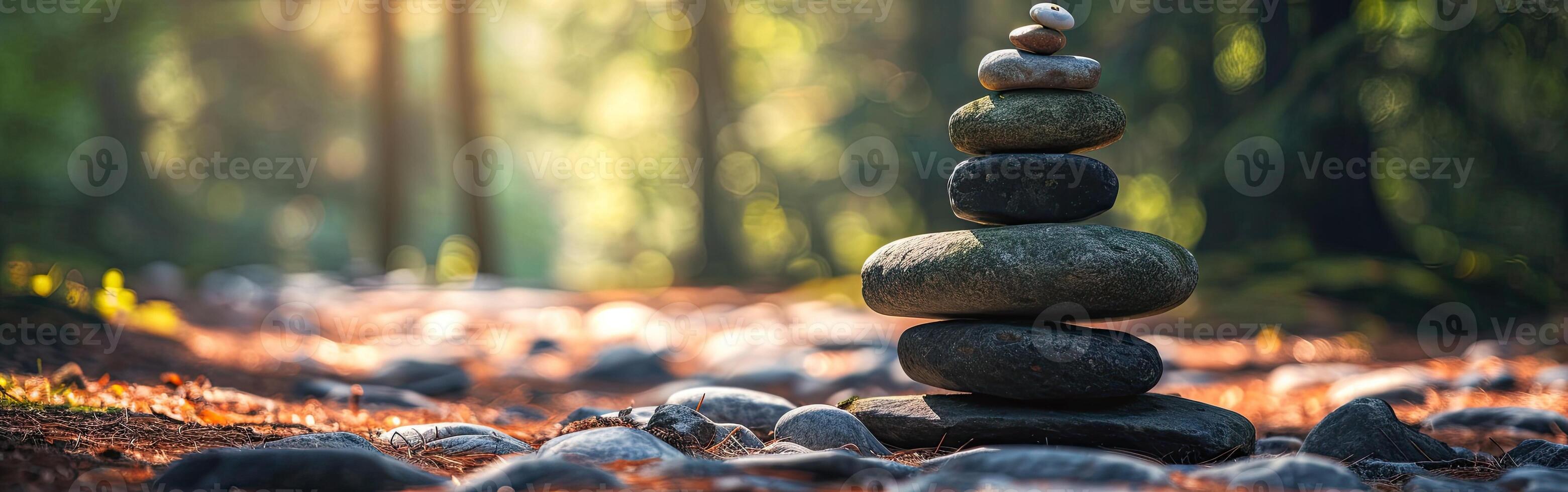 Rock Stack in Forest Clearing photo