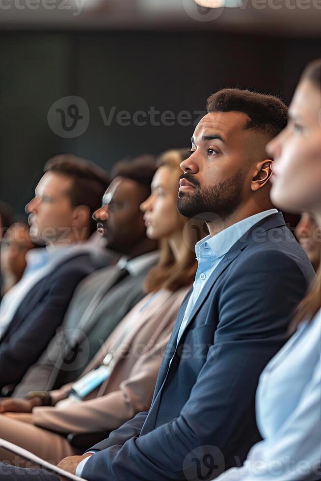 Group of People Sitting in a Row photo